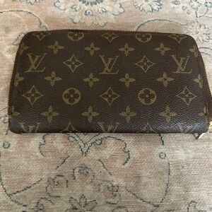 LV Authentic Textured Wallet with Gold Zipper